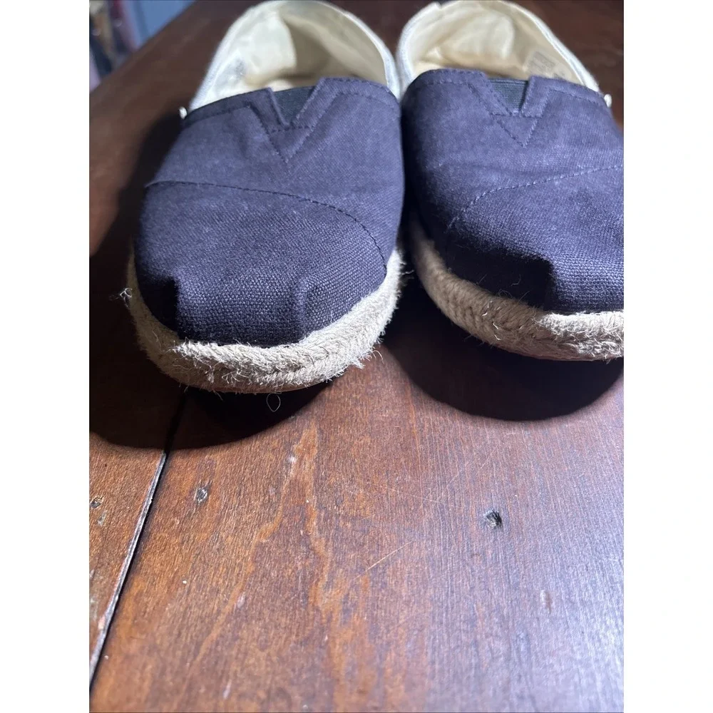 Toms Alpargata Espadrille Black/ Striped Flats‎ Shoes Womens Size 9